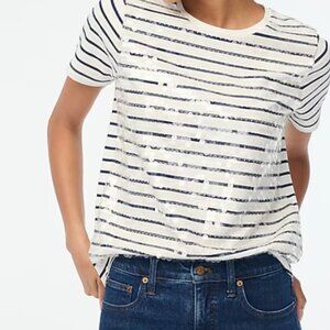 J.Crew Striped Sequin Top -  Ivory Antique Navy